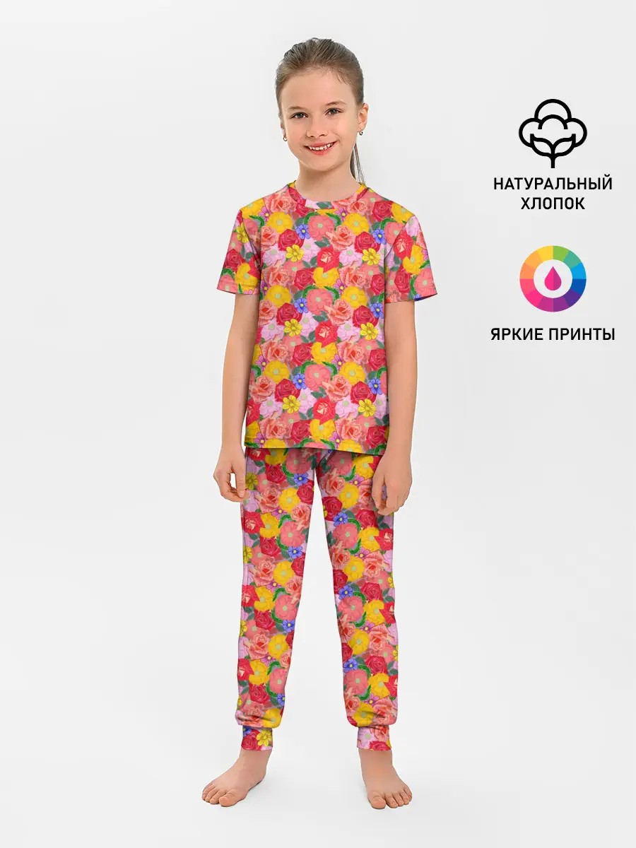 Детская пижама с брюками / Цветы