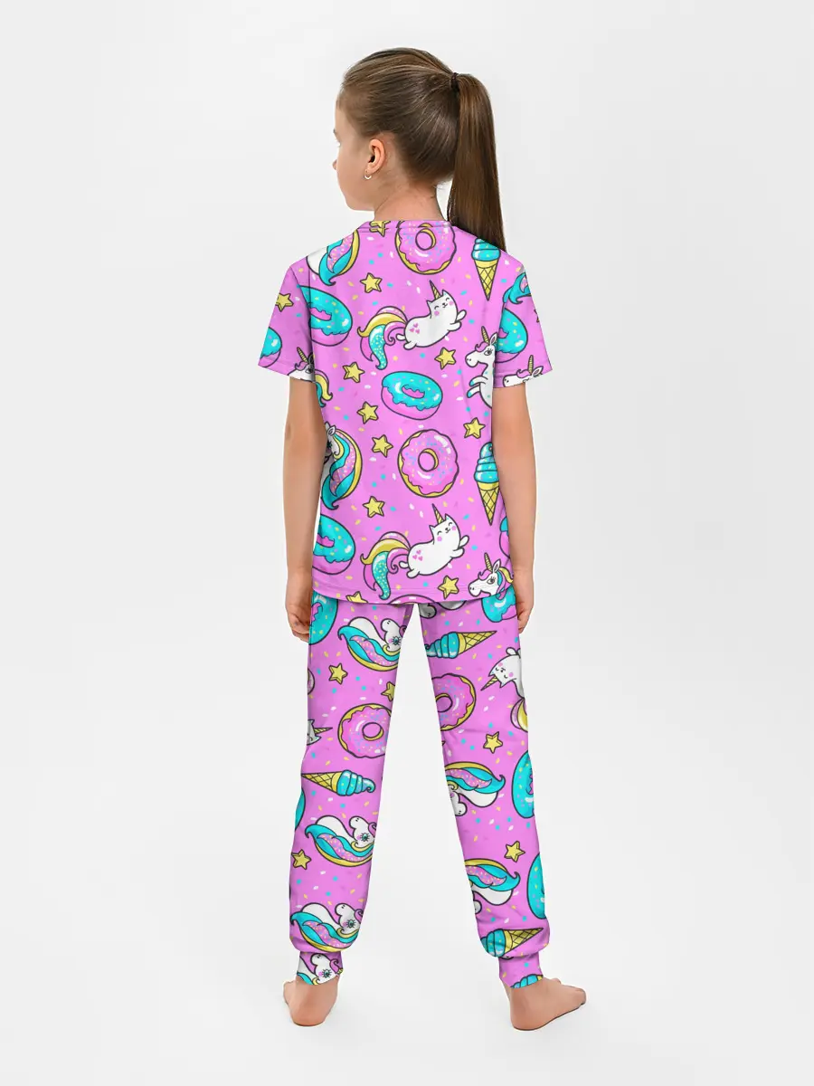 Детская пижама с брюками / Единороги с пончиками