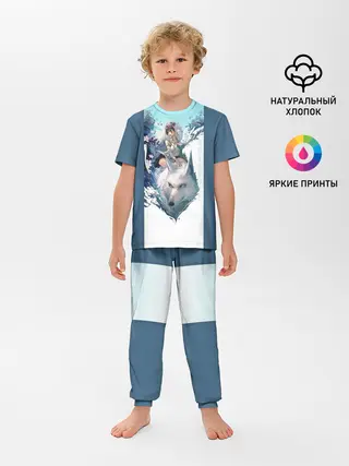 Детская пижама с брюками / Mononoke голубое небо