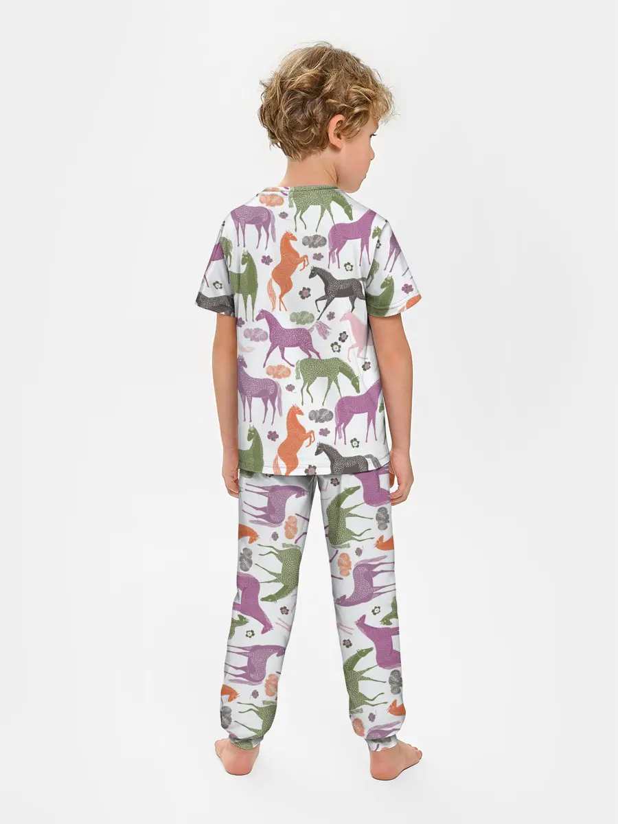Детская пижама с брюками / лошадки