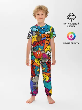 Детская пижама с брюками / LOVE | PEACE | PARTY
