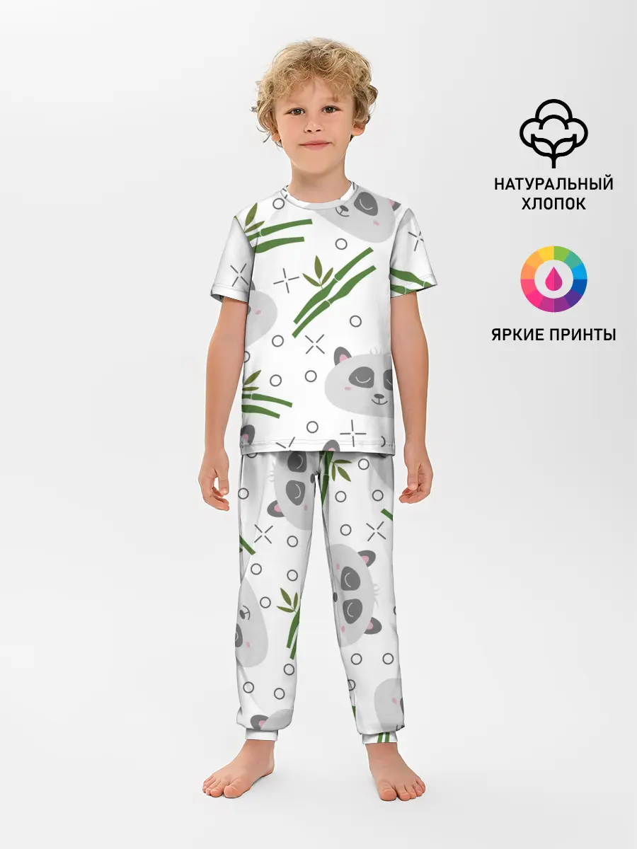 Детская пижама с брюками / Панда с бамбуком