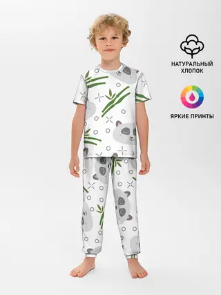 Детская пижама с брюками / Панда с бамбуком