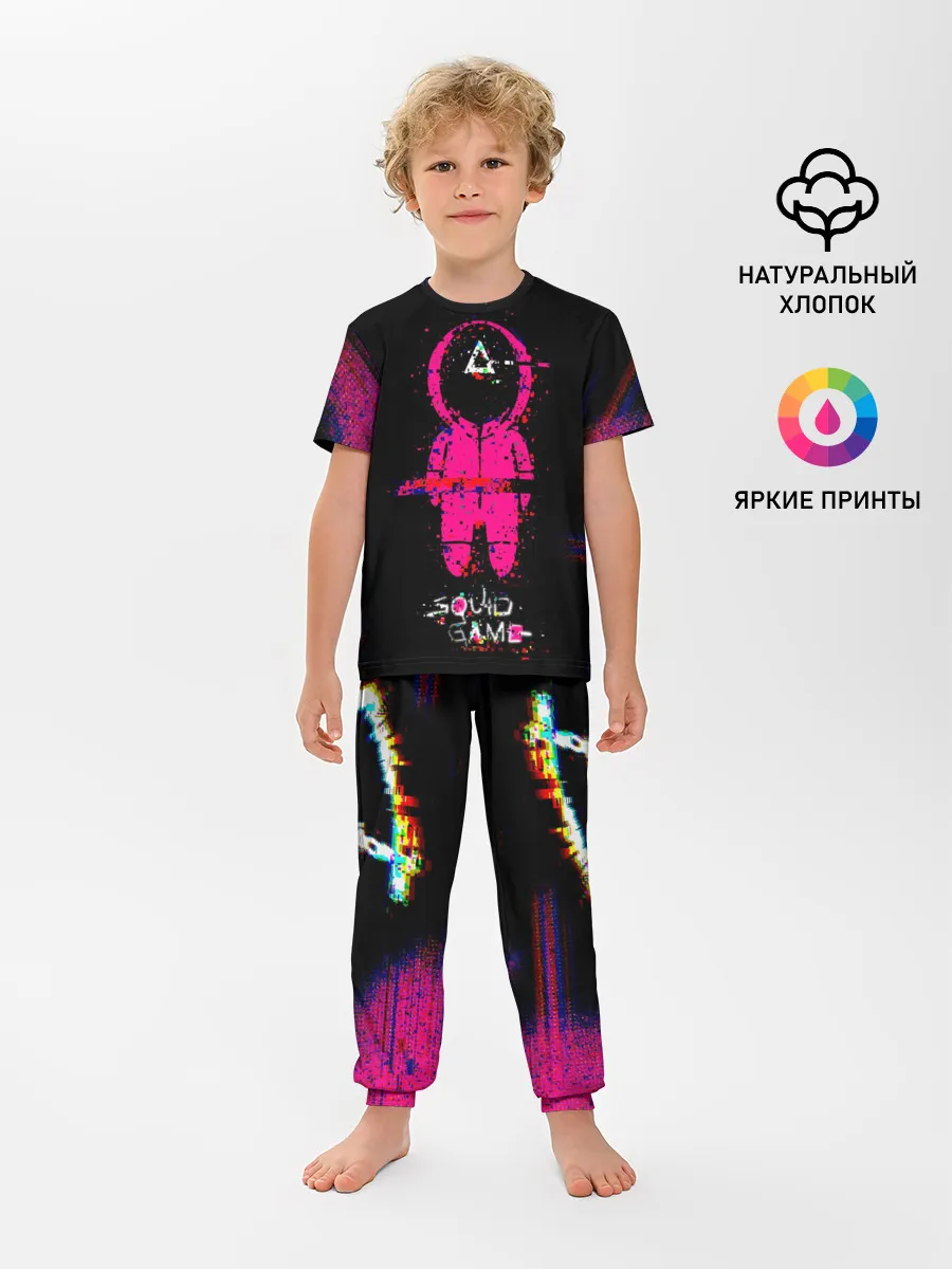 Детская пижама с брюками / Игра в кальмара глитч