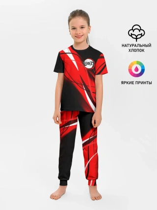 Детская пижама с брюками / KIMETSU NO YAIBA маленький лого