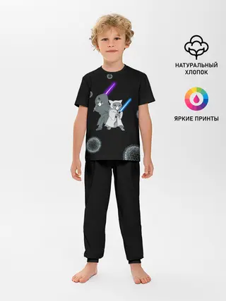Детская пижама с брюками / Котики vs Вирус