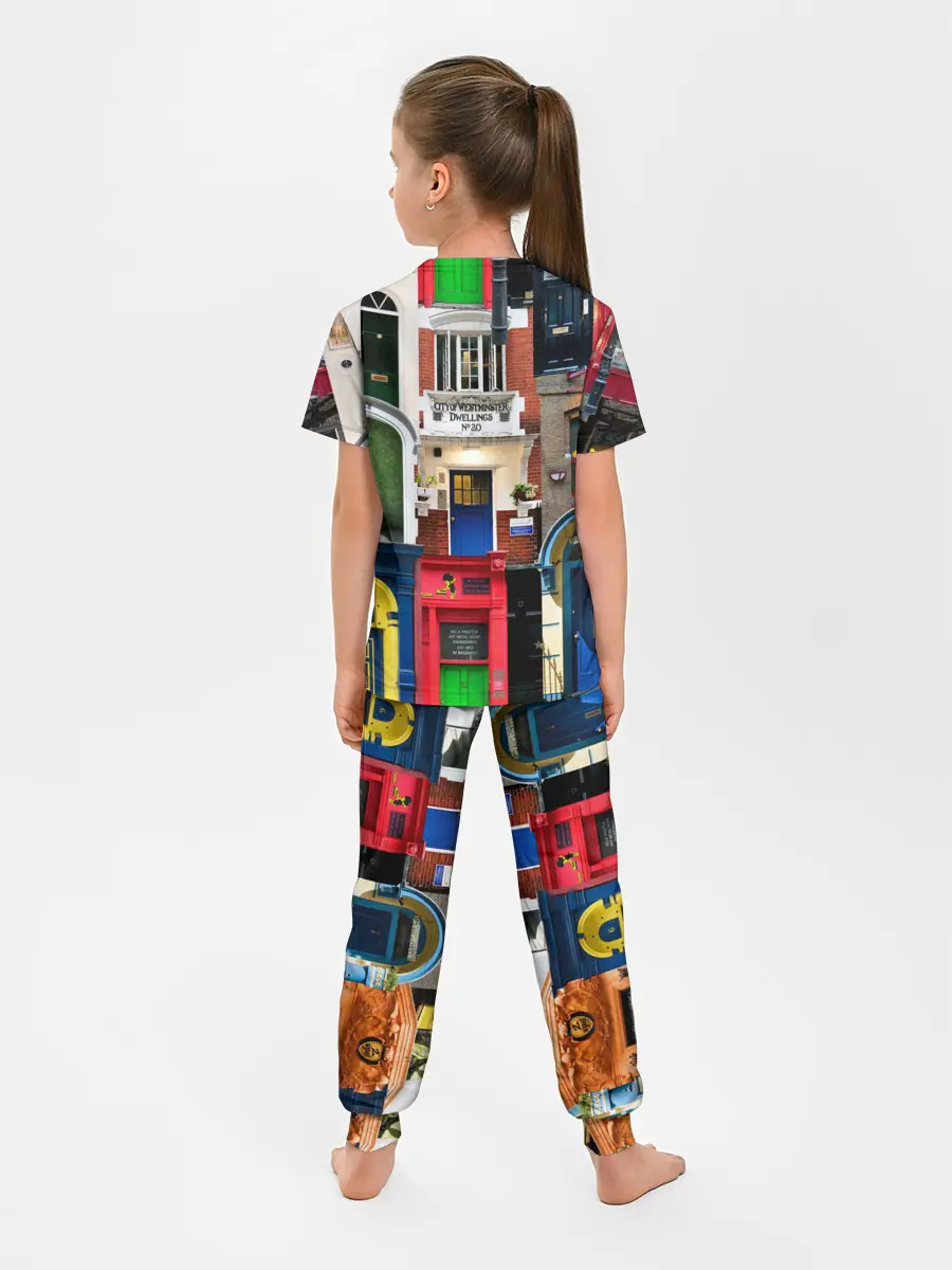 Детская пижама с брюками / London doors цифровой коллаж