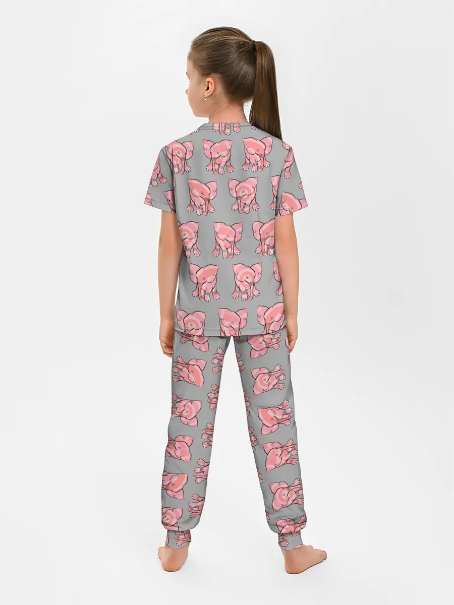 Детская пижама с брюками / РОЗОВЫЕ СЛОНИКИ ПАТТЕРН