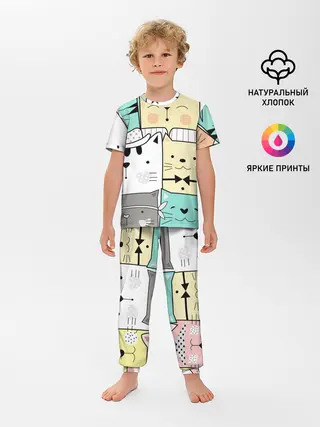 Детская пижама с брюками / ДЕЛОВЫЕ КОТЕЙКИ | ЛЮБЛЮ КОТОВ