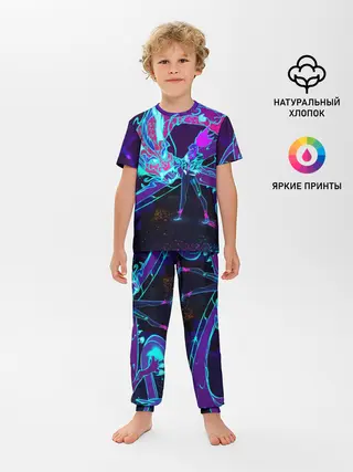 Детская пижама с брюками / League Of Legends Neon Dragon