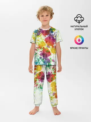 Детская пижама с брюками / Красно-жёлтые пятна