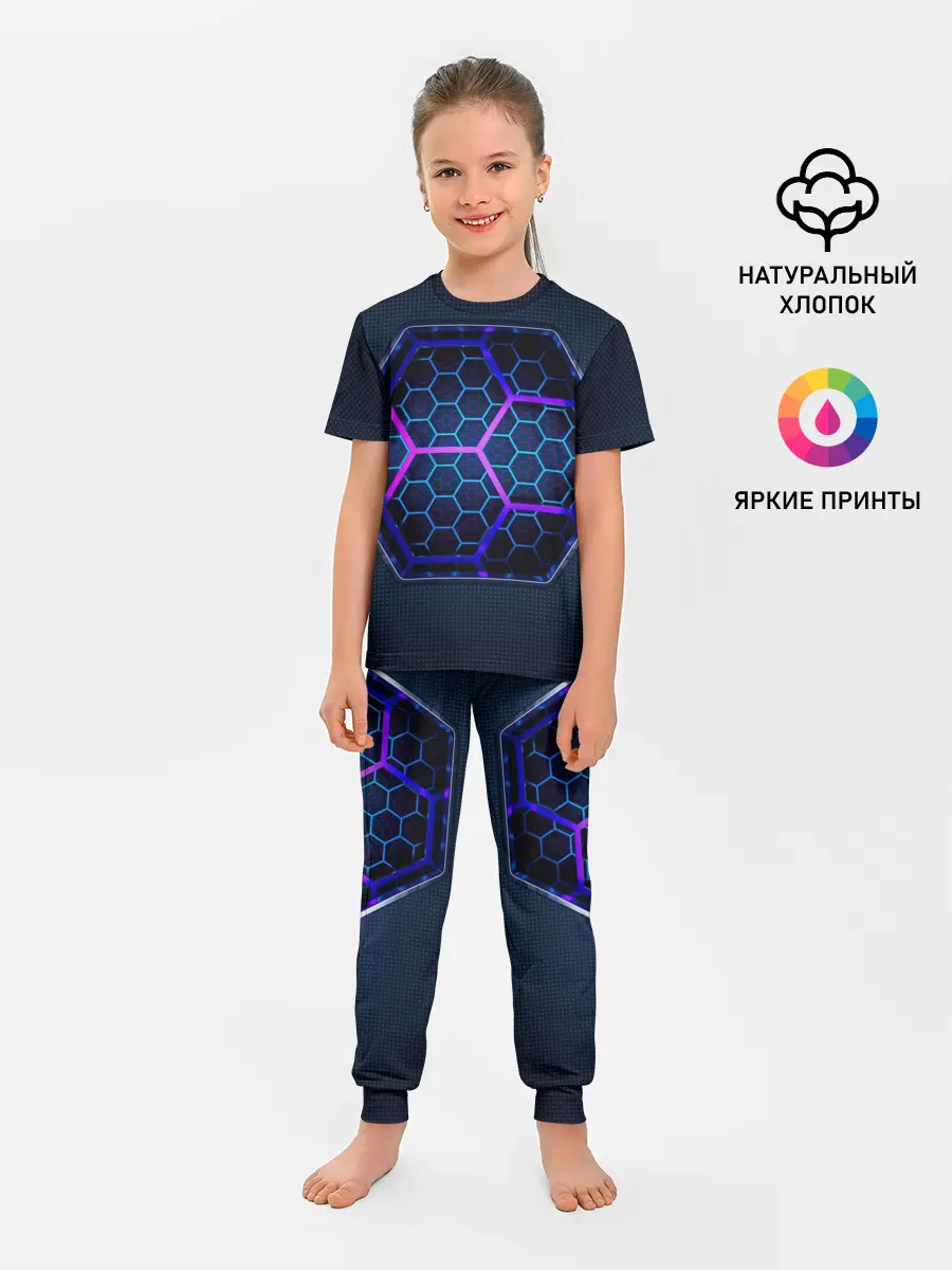 Детская пижама с брюками / Цветные соты 3D