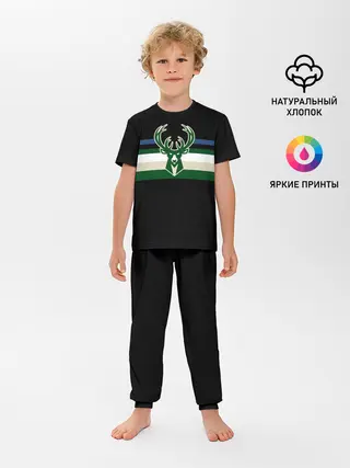 Детская пижама с брюками / Milwaukee Bucks форма. Statement Edition