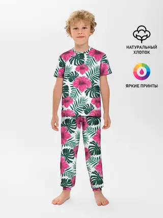 Детская пижама с брюками / Гавайский гибискус