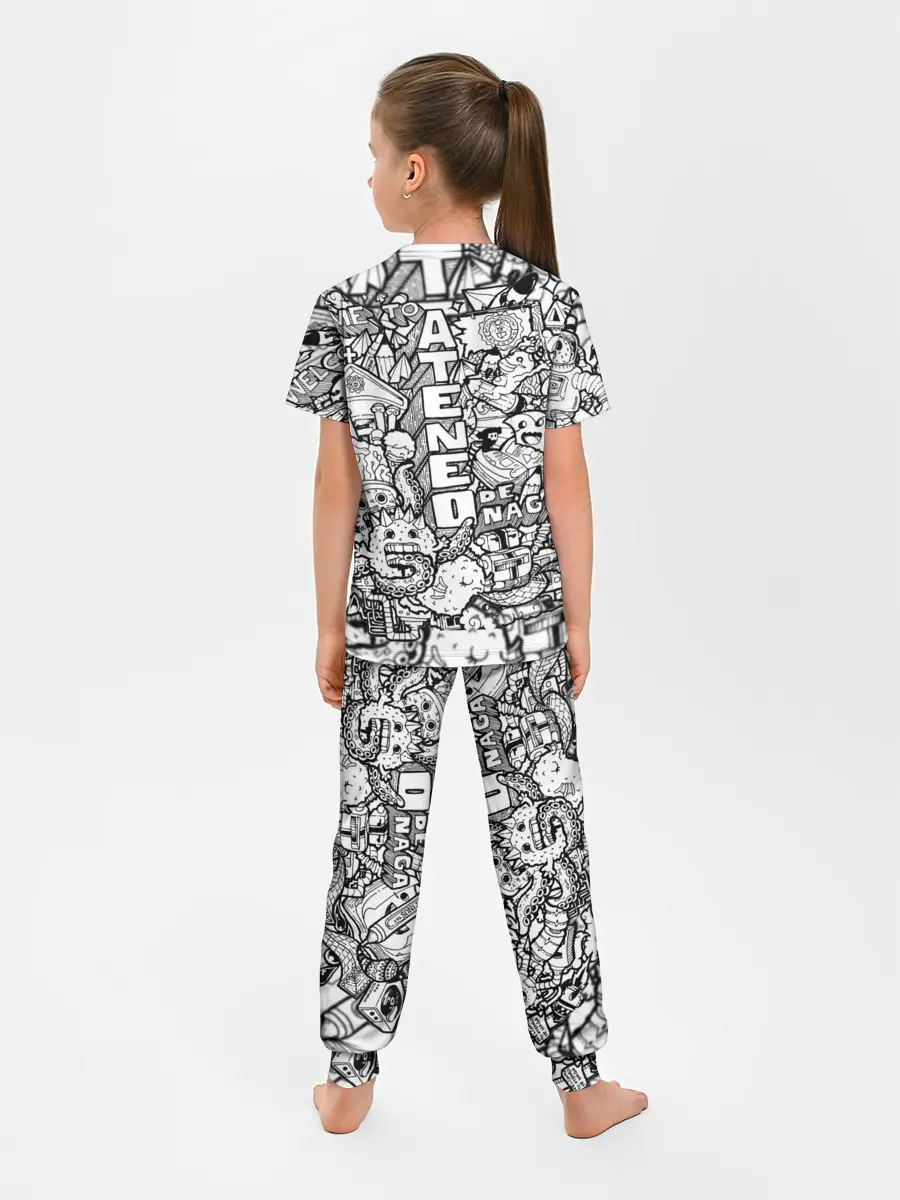 Детская пижама с брюками / Doodle граффити