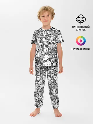 Детская пижама с брюками / Doodle граффити