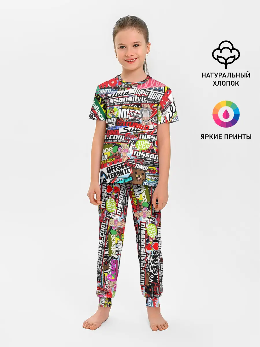 Детская пижама с брюками / Cars Stickerbombing