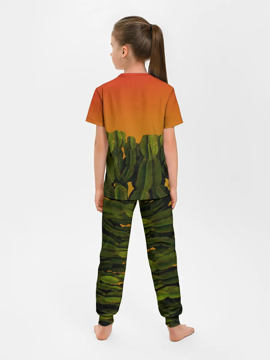 Детская пижама с брюками / Кактусы на закате