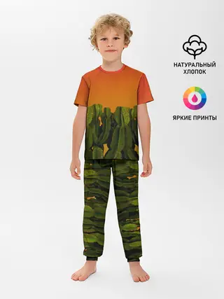 Детская пижама с брюками / Кактусы на закате