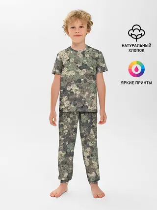 Детская пижама с брюками / Эмодзи камуфляж