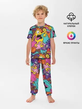 Детская пижама с брюками / crazy abstraction