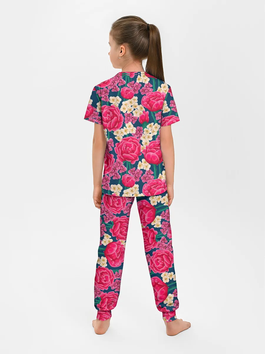 Детская пижама с брюками / Поле роз