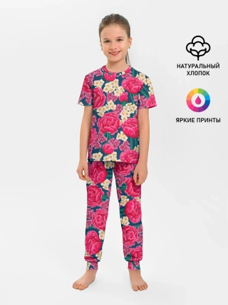 Детская пижама с брюками / Поле роз