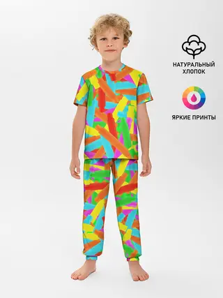 Детская пижама с брюками / Фон Цветные трубки Pop Tubes, Поп тубус