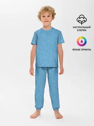 Детская пижама с брюками / Рыбки на голубом