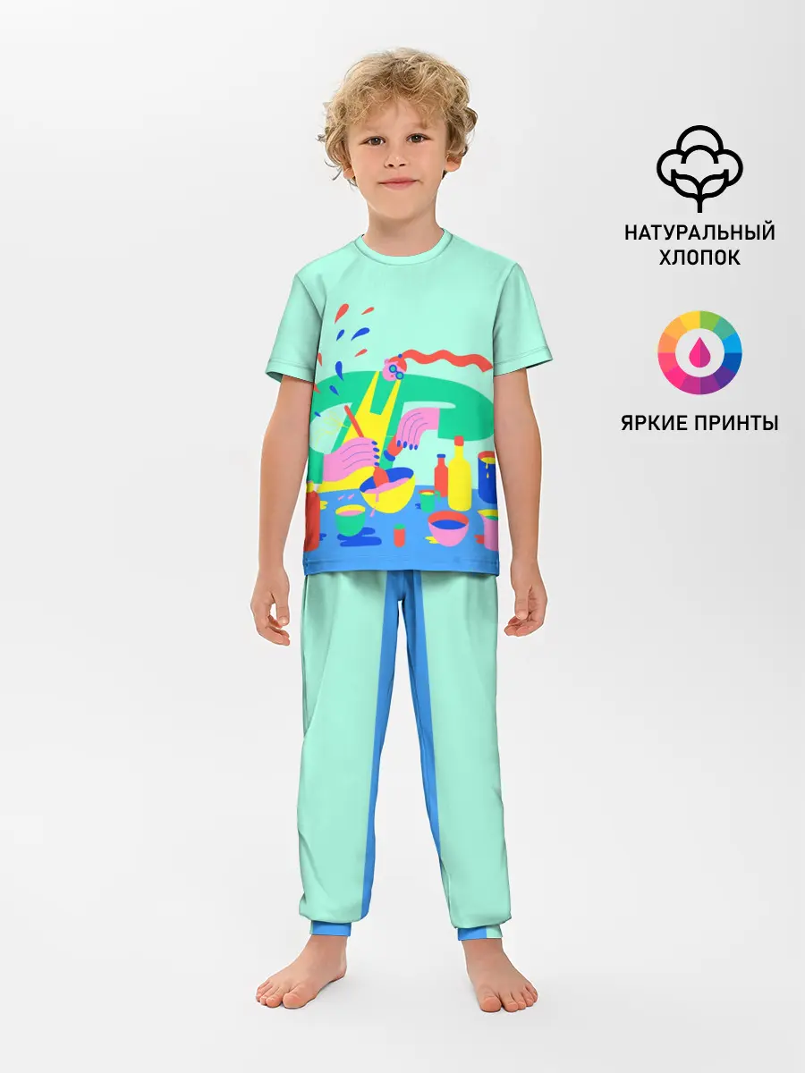 Детская пижама с брюками / готовка