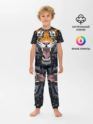 Детская пижама с брюками / Амурский тигр в ночи
