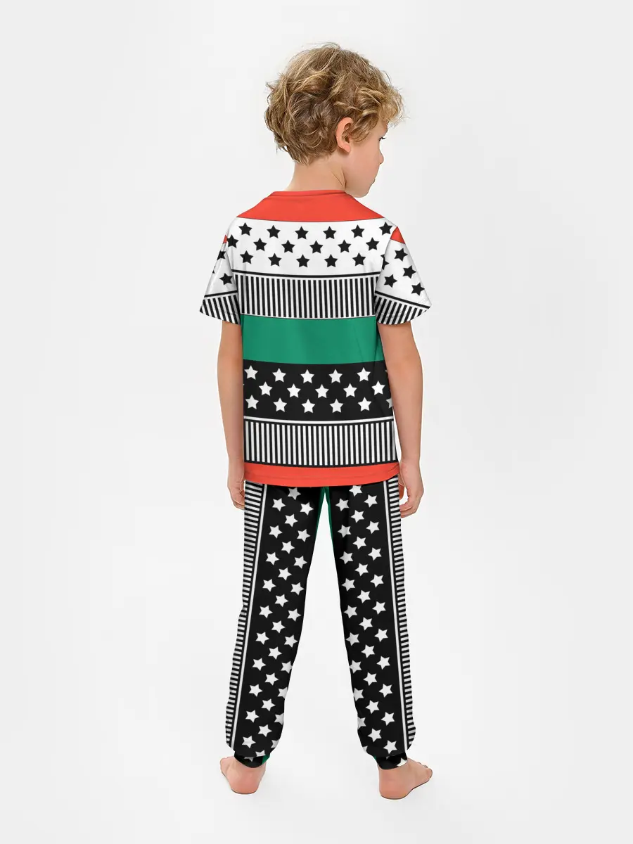 Детская пижама с брюками / Полосатый звездный узор