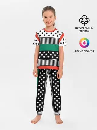 Детская пижама с брюками / Полосатый звездный узор