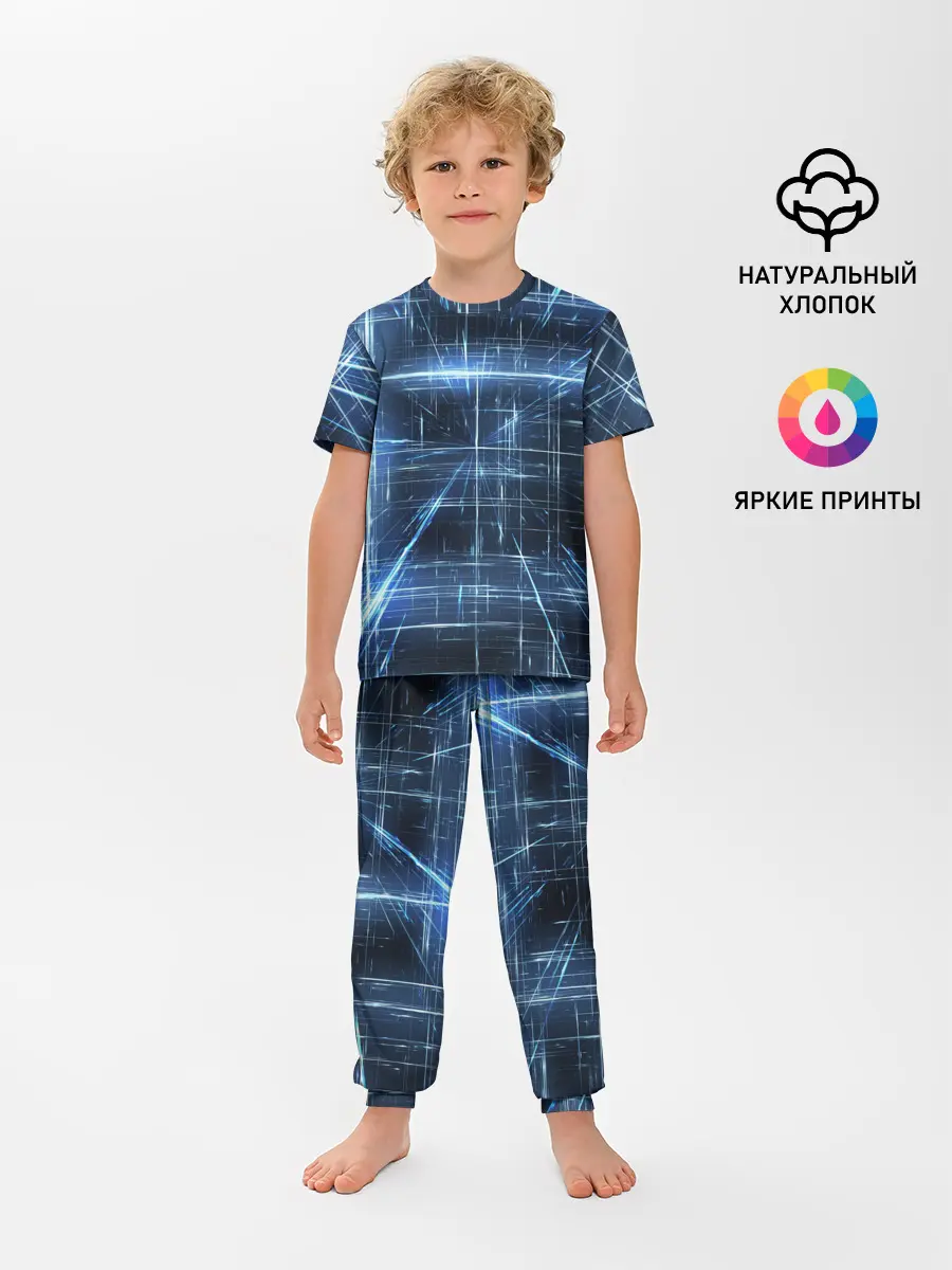 Детская пижама с брюками / Линии неона