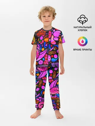 Детская пижама с брюками / Неоновое граффити