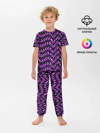 Детская пижама с брюками / Фиолетовые молнии