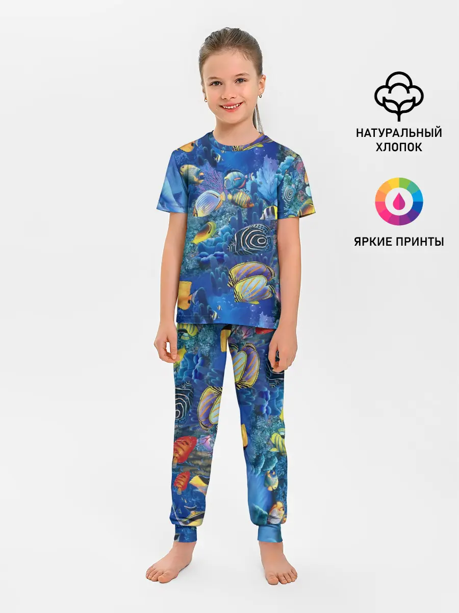 Детская пижама с брюками / Коралловые рыбки