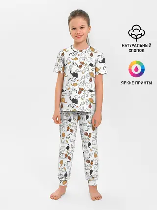 Детская пижама с брюками / Котики.