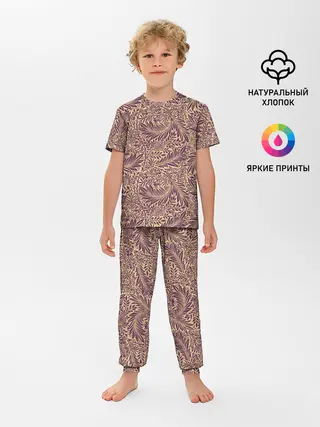 Детская пижама с брюками / Фиолетовые цветы