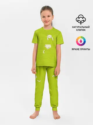Детская пижама с брюками / Котик запутался в нитках
