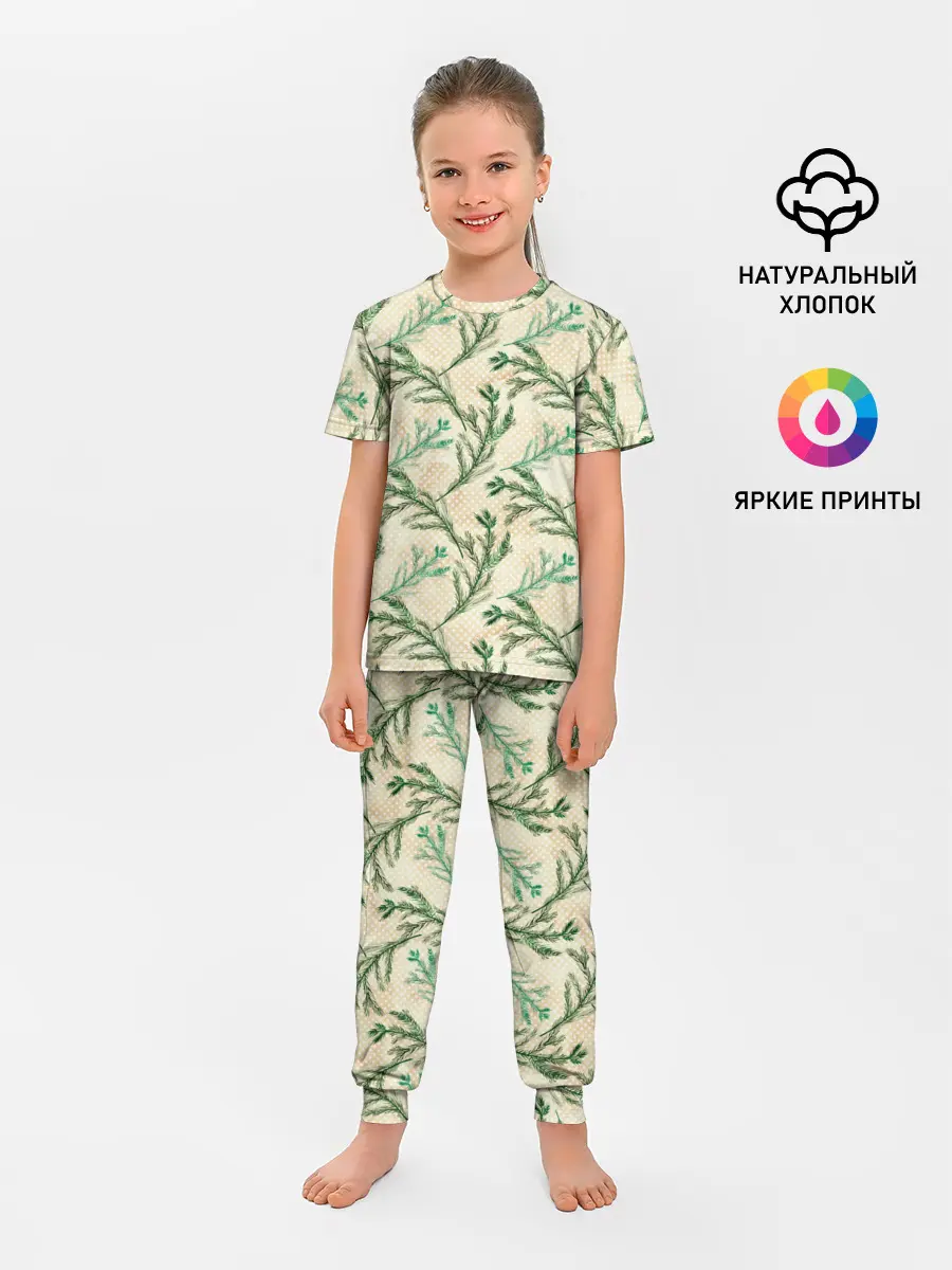 Детская пижама с брюками / Ель новогодняя