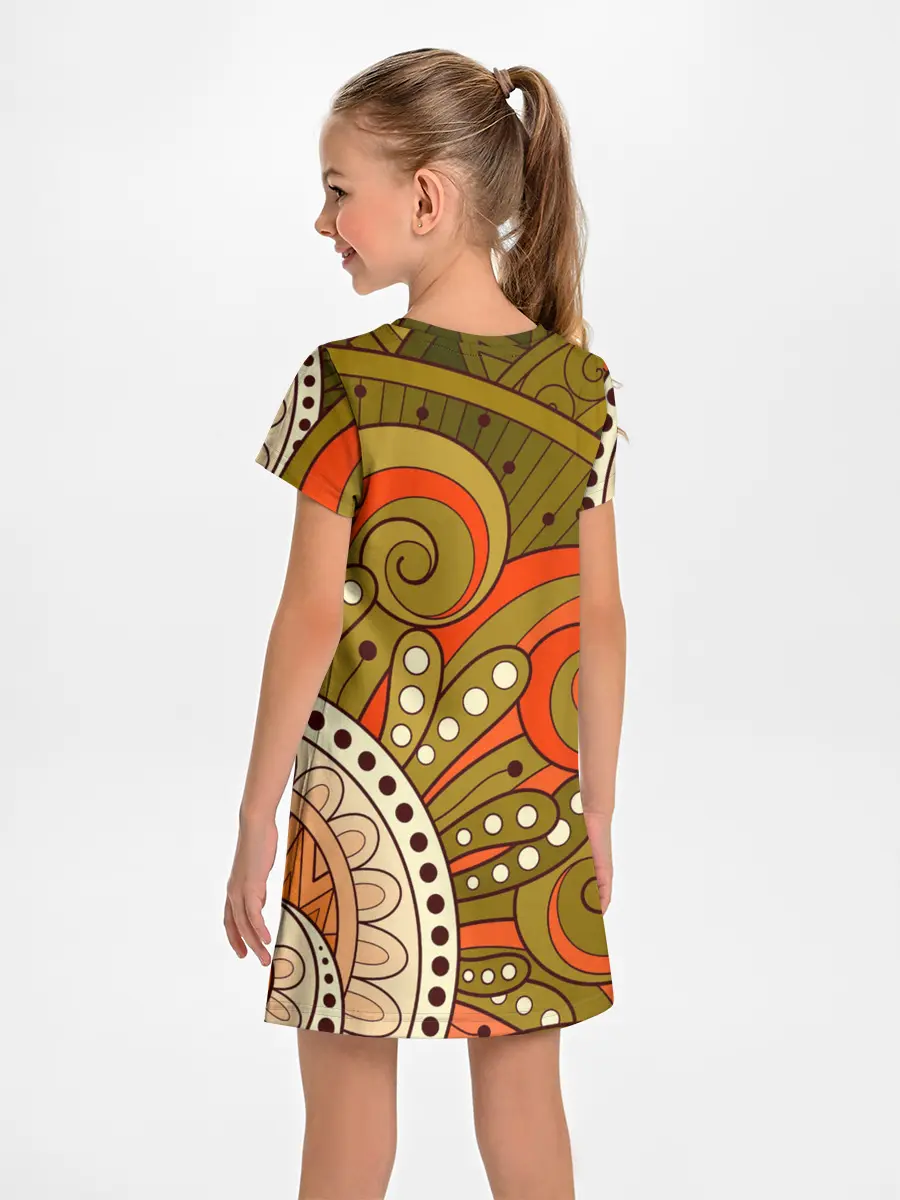 Детское платье / Детский оранжево-болотный