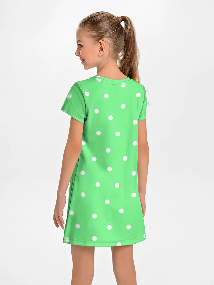 Детское платье / Горошек на зеленом
