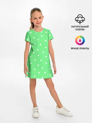 Детское платье / Горошек на зеленом