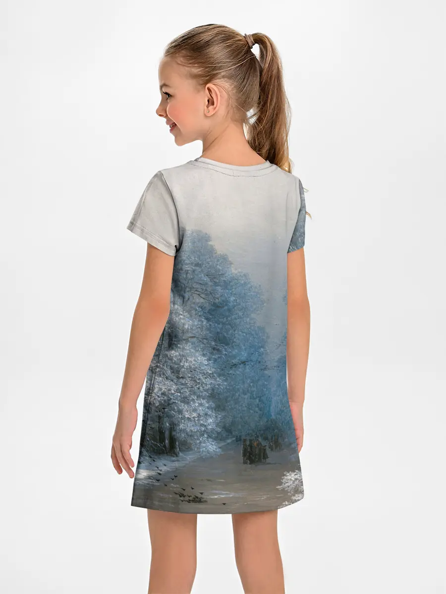 Детское платье / Зимний пейзаж картина маслом