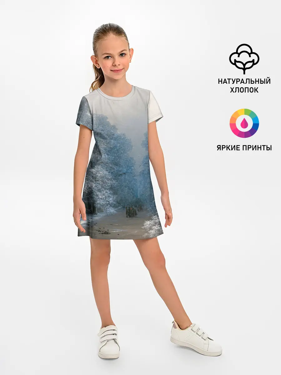 Детское платье / Зимний пейзаж картина маслом