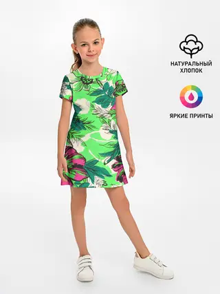 Детское платье / Цветы в неоне