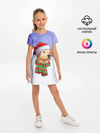 Детское платье / Новогодний Лабрадор / New Years Labrador