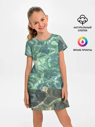 Детское платье / Морская вода с камнями