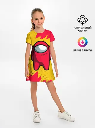Детское платье / AMONG US - КРАСНЫЙ